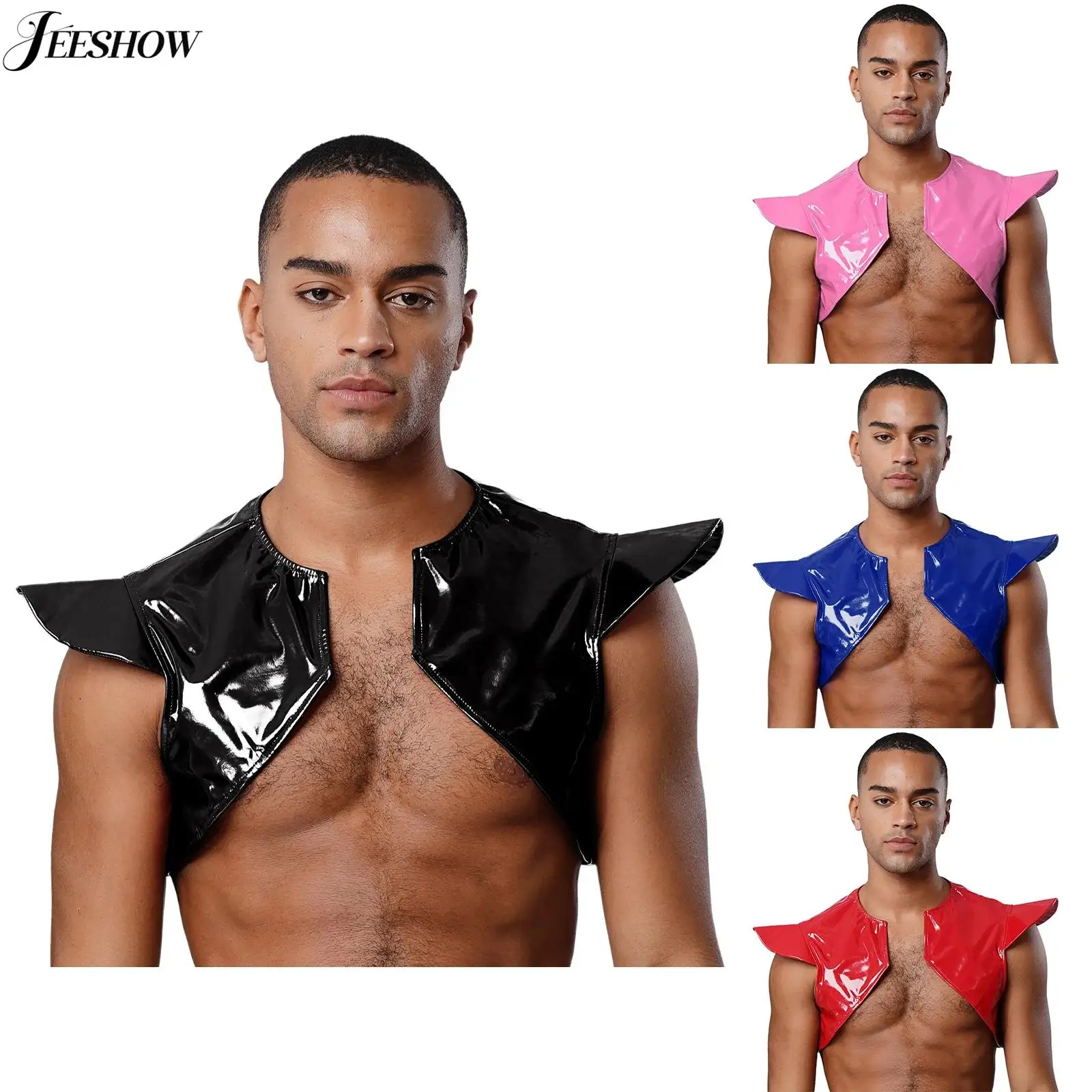 Mens Patent Leather Cap Sleeve Shrug Top Mercenary Knight Archer Role Play Outfits Wet Look Open Front Armor Vest Clubwear
Mens Patent Leather Cap Sleeve Shrug Top Mercenary Knight Archer Role Play Outfits Wet Look Open Front Armor Vest Clubwear