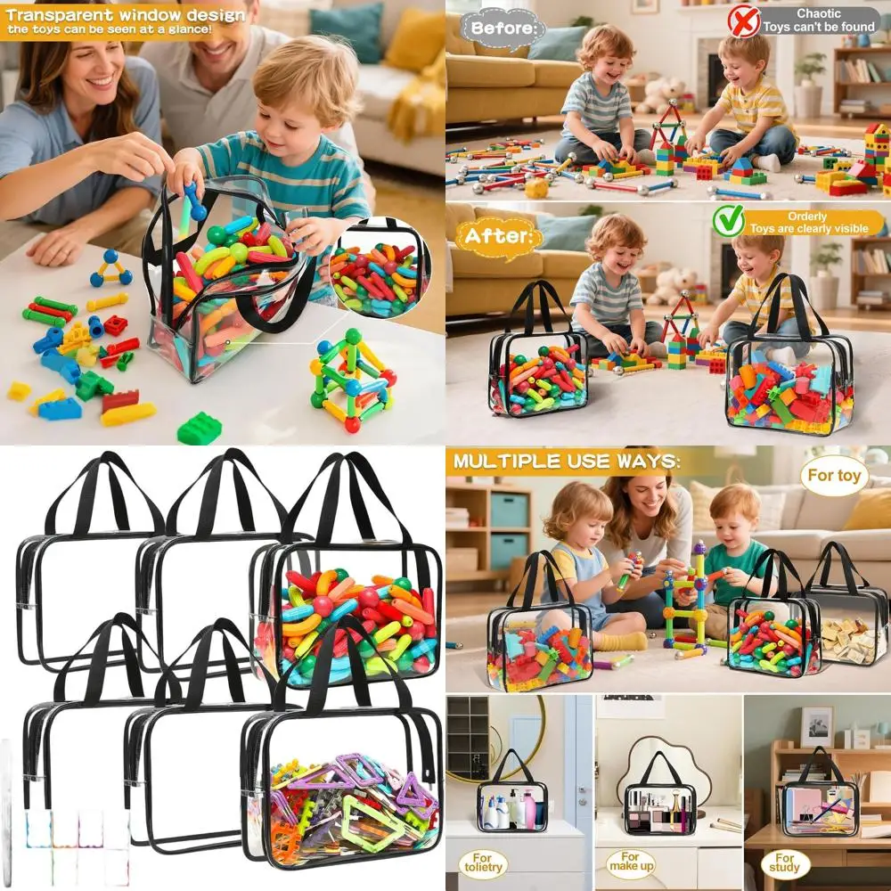 Набор из 6 прозрачных органайзеров для хранения игрушек из ПВХ с этикетками и маркером, многоразовые водонепроницаемые сумки для игрушек и игр
Набор из 6 прозрачных органайзеров для хранения игрушек из ПВХ с этикетками и маркером, многоразовые водонепроницаемые сумки для игрушек и игр