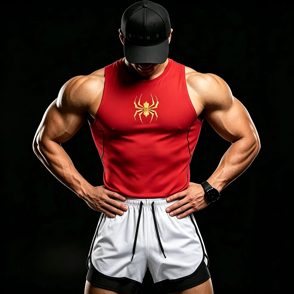Men Athletic Suit Spider Print Compression Sleeveless Tank Top Double Layer Shorts Set With Pocket Towel Loop Training Outfit
Men Athletic Suit Spider Print Compression Sleeveless Tank Top Double Layer Shorts Set With Pocket Towel Loop Training Outfit