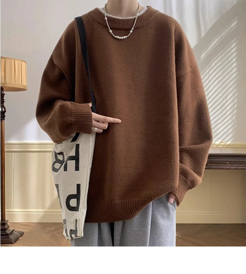Autumn Winter Loose Knitted Pullovers Solid Color Mock Neck Knit Sweater Mens Hip Hop Casual Streetwear Mock Neck Sweaters
Autumn Winter Loose Knitted Pullovers Solid Color Mock Neck Knit Sweater Mens Hip Hop Casual Streetwear Mock Neck Sweaters