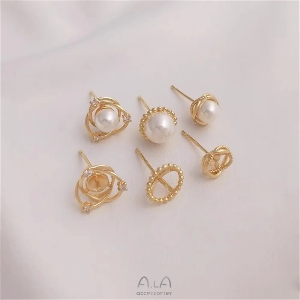 14K Gold Wrapped Half Hole Pearl Earrings 925 Silver Needle Empty Earrings DIY Handmade Adhesive Bead Earring Accessories E213
14K Gold Wrapped Half Hole Pearl Earrings 925 Silver Needle Empty Earrings DIY Handmade Adhesive Bead Earring Accessories E213