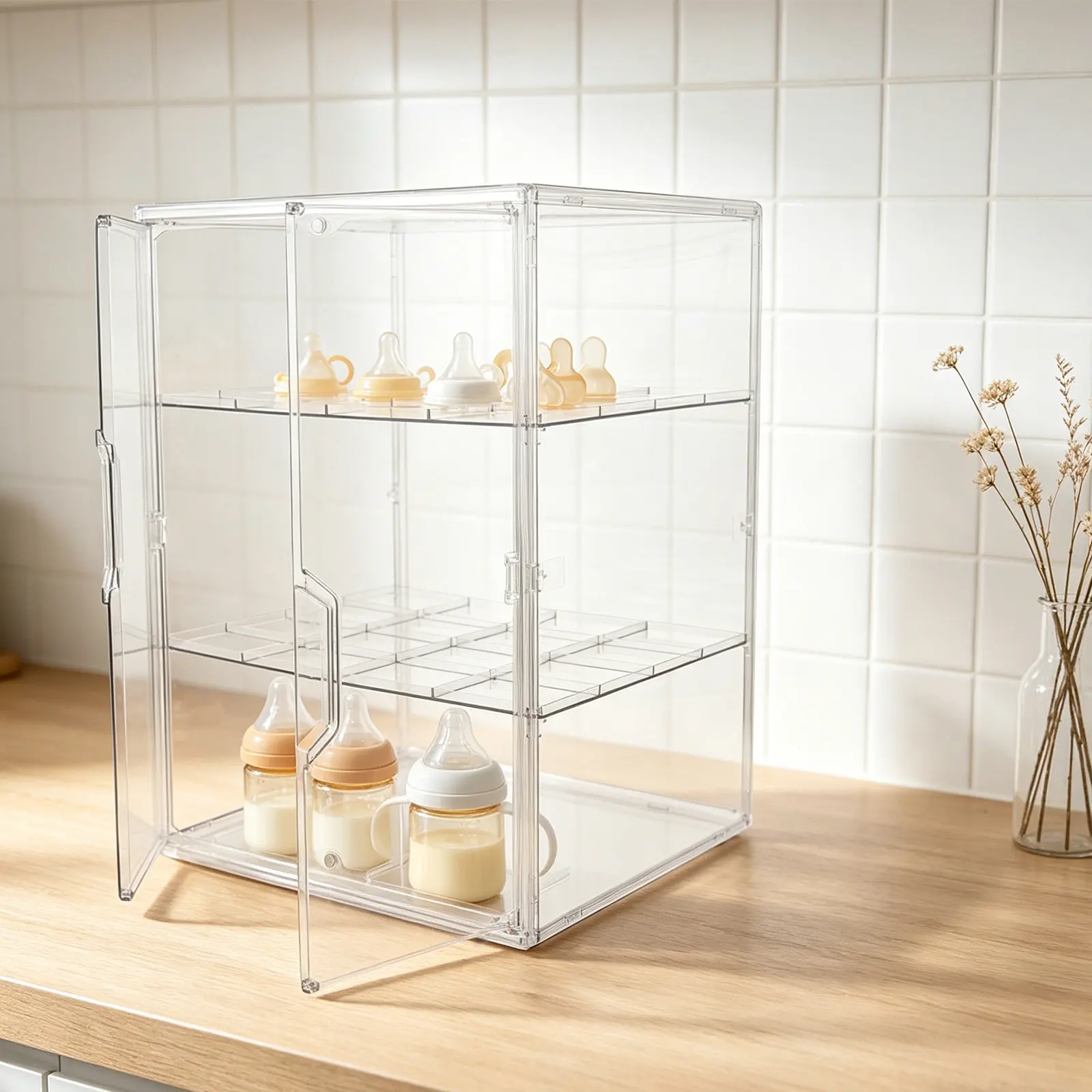 Clear Multi-Layer Plastic Baby Bottle Storage Cabinet Adjustable Divider Organizer Nursery Feeding Bottle Storage Station
Clear Multi-Layer Plastic Baby Bottle Storage Cabinet Adjustable Divider Organizer Nursery Feeding Bottle Storage Station