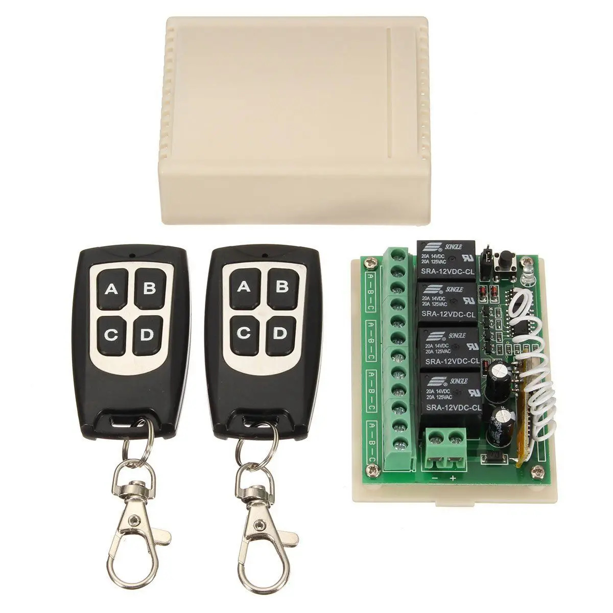 12V 4CH Channel 433Mhz Wireless Remote Control Switch Integrated Circuit With 2 Transmitter DIY Replace Parts Tool KitsT98C
12V 4CH Channel 433Mhz Wireless Remote Control Switch Integrated Circuit With 2 Transmitter DIY Replace Parts Tool KitsT98C