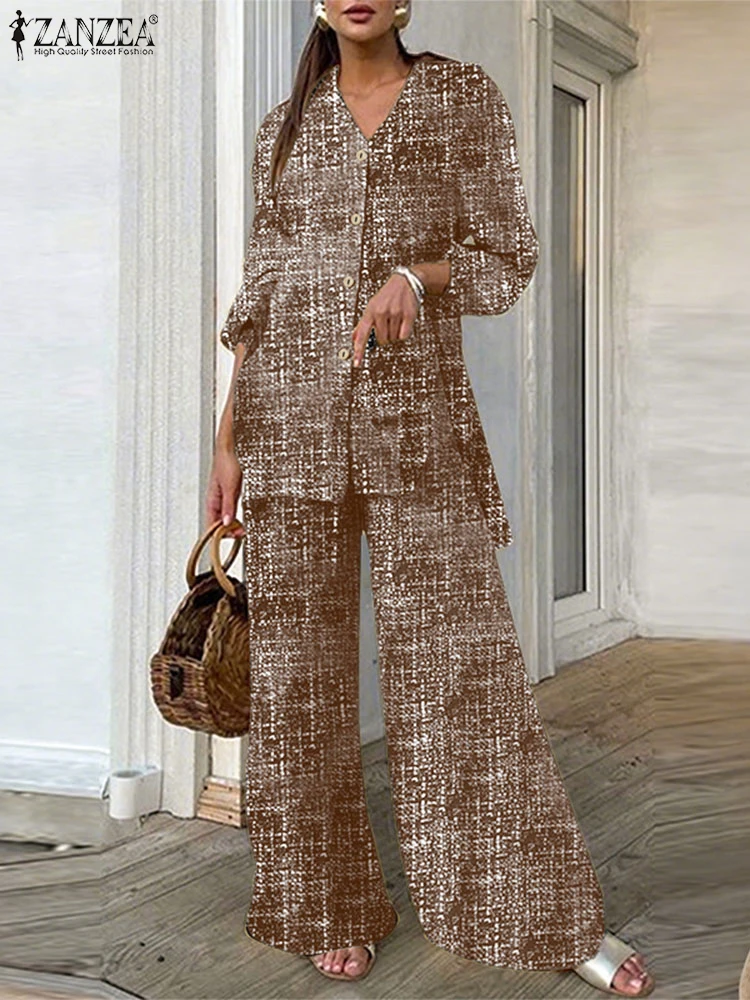 ZANZEA Two-piece Outfits Vintage Pant Sets 2025 Summer Women Print Retro 2pcs Lapel Long Sleeve Tops and Casual Wide Leg Pants
ZANZEA Two-piece Outfits Vintage Pant Sets 2025 Summer Women Print Retro 2pcs Lapel Long Sleeve Tops and Casual Wide Leg Pants