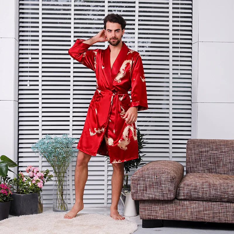 Men Satin Robe Dragon Print Long Sleeve Nightgown Summer Luxury Silk Bathrobe Plus Size5Xl Loose Sleepwear Male Kimono Nightwear
Men Satin Robe Dragon Print Long Sleeve Nightgown Summer Luxury Silk Bathrobe Plus Size5Xl Loose Sleepwear Male Kimono Nightwear
