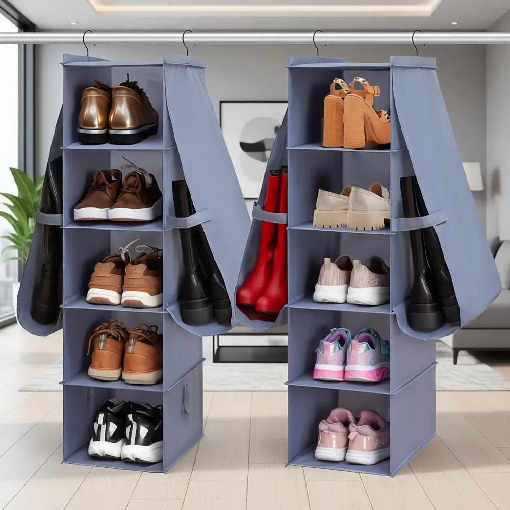 10-Shelf Hanging Shoe Organizer for Closets: Boot and Shoe Storage
10-Shelf Hanging Shoe Organizer for Closets: Boot and Shoe Storage