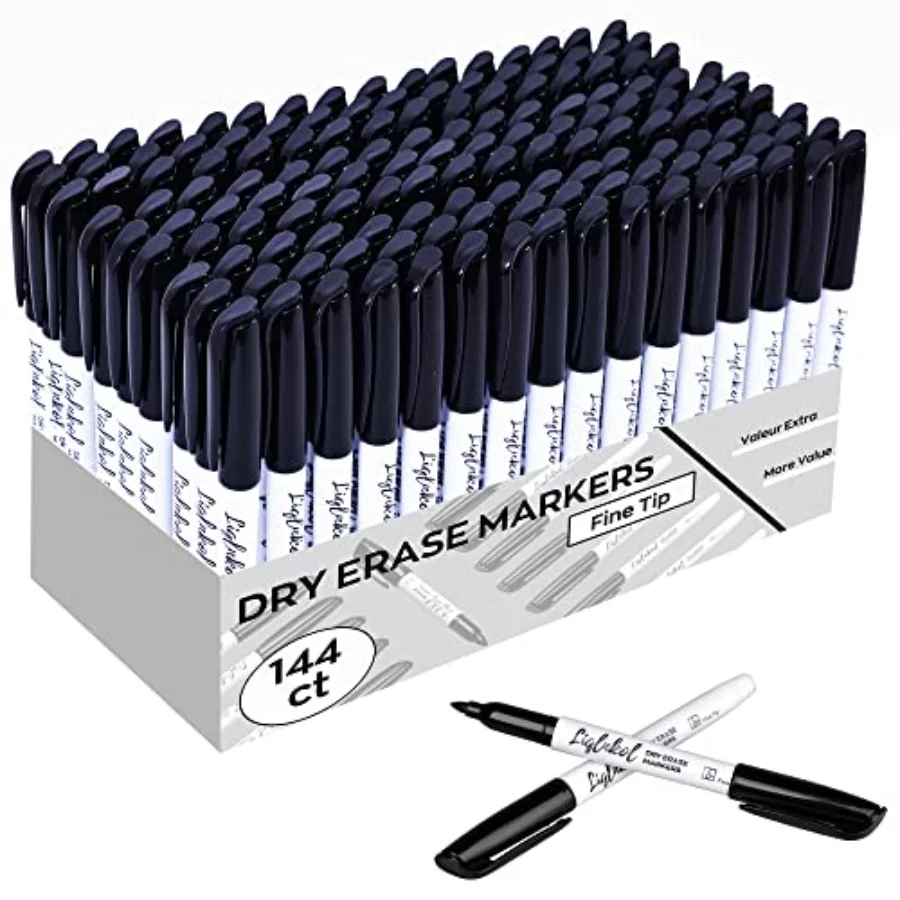 Dry Erase Markers with Fine Tip, Bulk Pack of 144 with Black, Whiteboard Markers Bulk with Low Odor, Office Supplies for School
Dry Erase Markers with Fine Tip, Bulk Pack of 144 with Black, Whiteboard Markers Bulk with Low Odor, Office Supplies for School