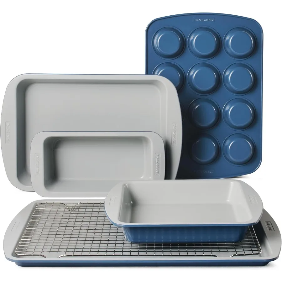 Rise 6-Piece Ceramic Baking Pans Set, Non stick Essential Bakeware for Cookies, Loafs, Cakes, Brownies and Muffins
Rise 6-Piece Ceramic Baking Pans Set, Non stick Essential Bakeware for Cookies, Loafs, Cakes, Brownies and Muffins