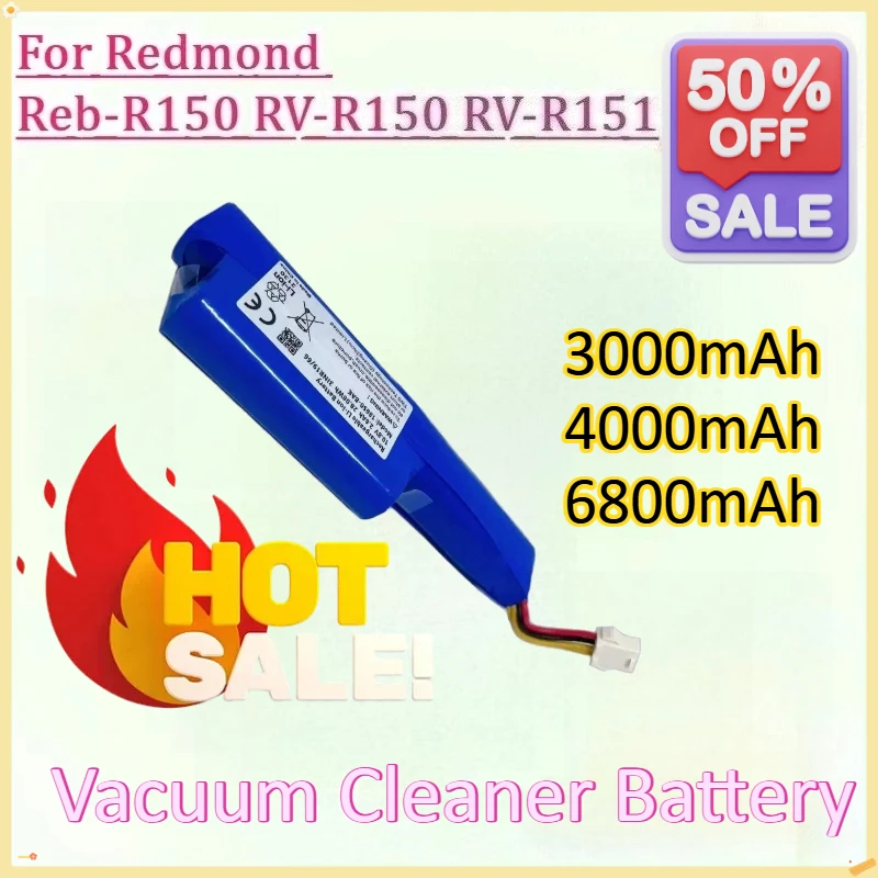 10.8V 6800mAh Li-ion Rechargeable Battery for Redmond RV-R150 RV-R151 Vileda VR201 Petpro Robot Vacuum Cleaner Battery Packs
10.8V 6800mAh Li-ion Rechargeable Battery for Redmond RV-R150 RV-R151 Vileda VR201 Petpro Robot Vacuum Cleaner Battery Packs