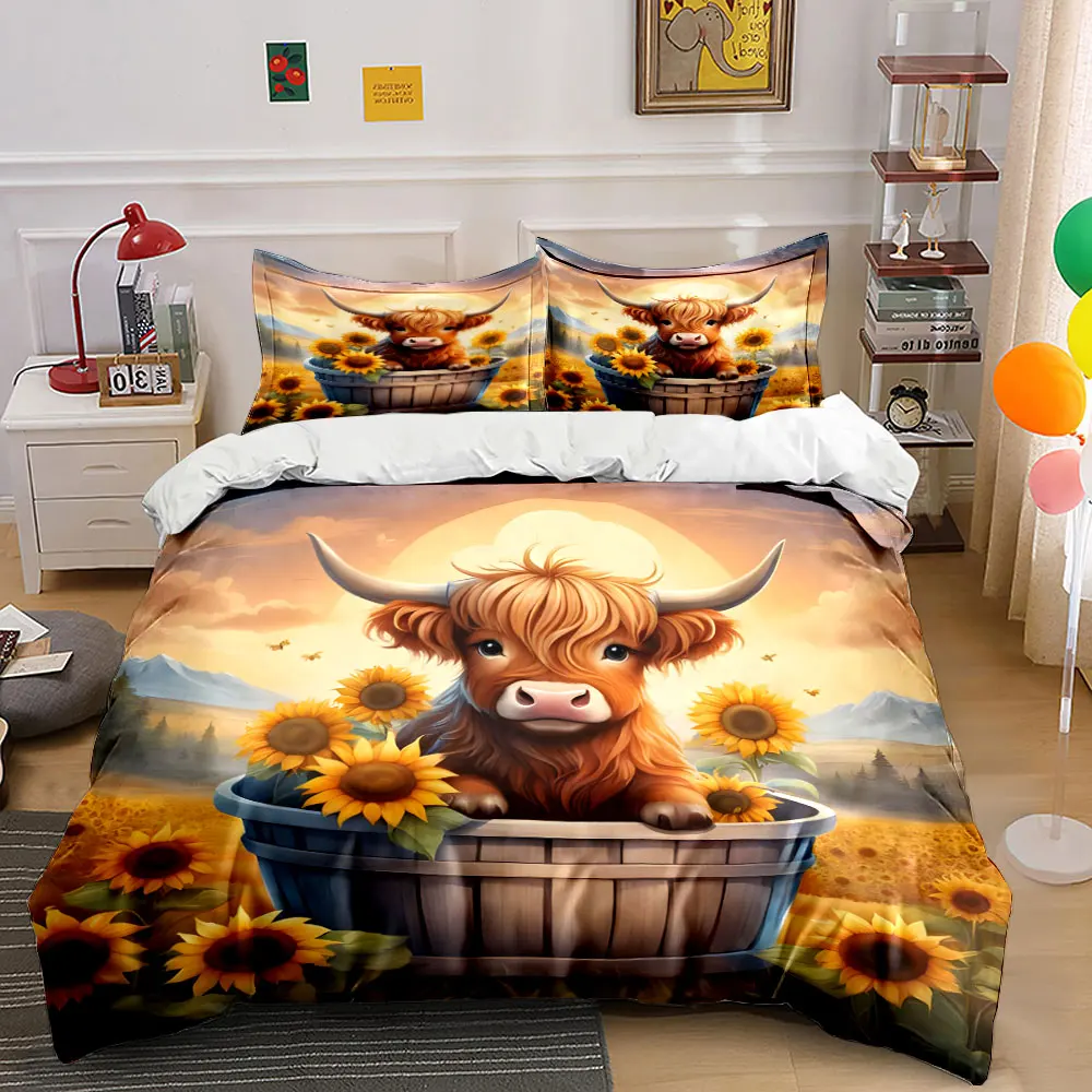 Furry cow with sunflower field Printed Duvet Cover Set 1 Duvet Cover+2 Pillowcase Multi Size Bedroom Bedding Decor
Furry cow with sunflower field Printed Duvet Cover Set 1 Duvet Cover+2 Pillowcase Multi Size Bedroom Bedding Decor