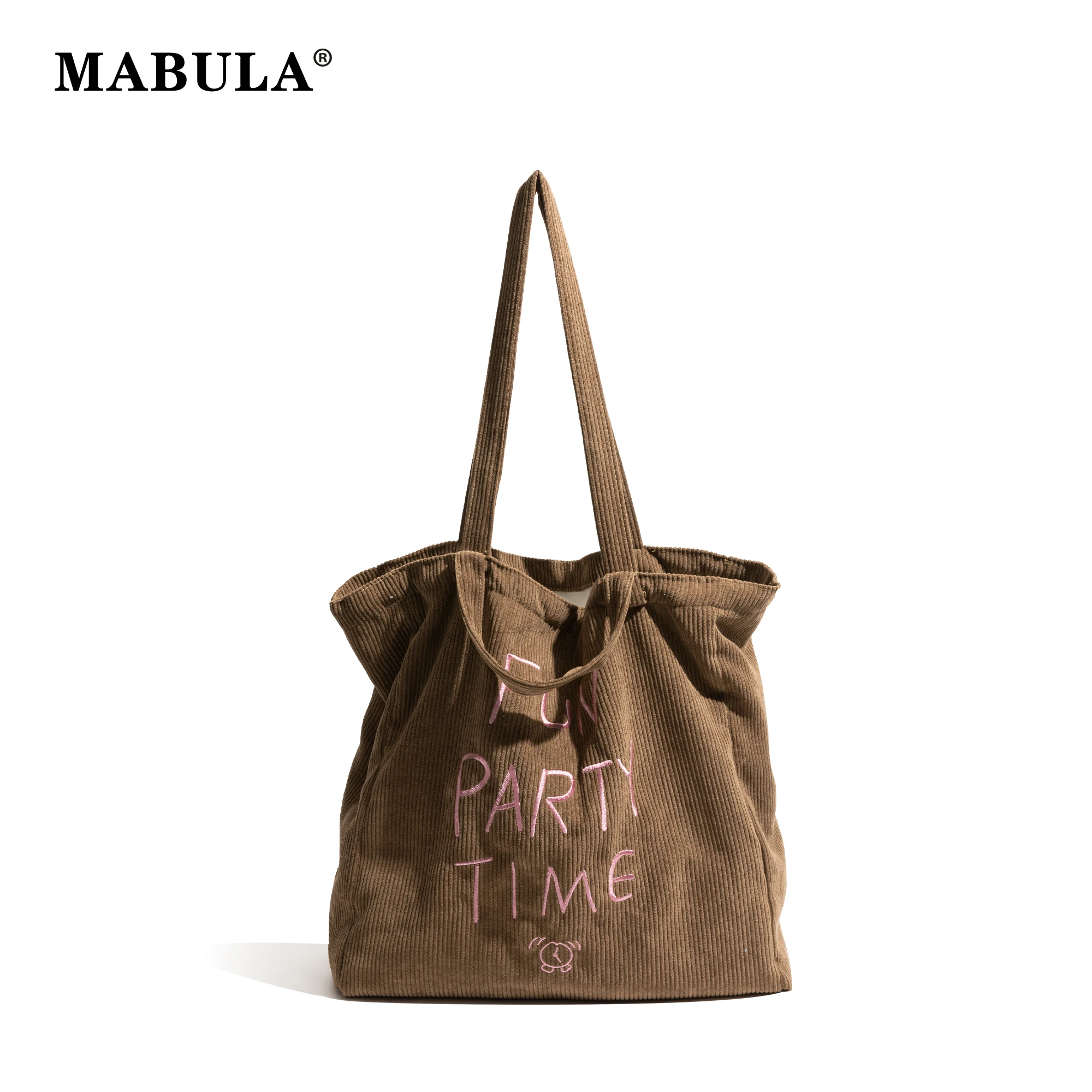 MABULA Corduroy Tote Handbag Letter Embroidery Pattern Fashion Women's Winter Shoulder Bag Large Capacity Simple Shopping Purse
MABULA Corduroy Tote Handbag Letter Embroidery Pattern Fashion Women's Winter Shoulder Bag Large Capacity Simple Shopping Purse