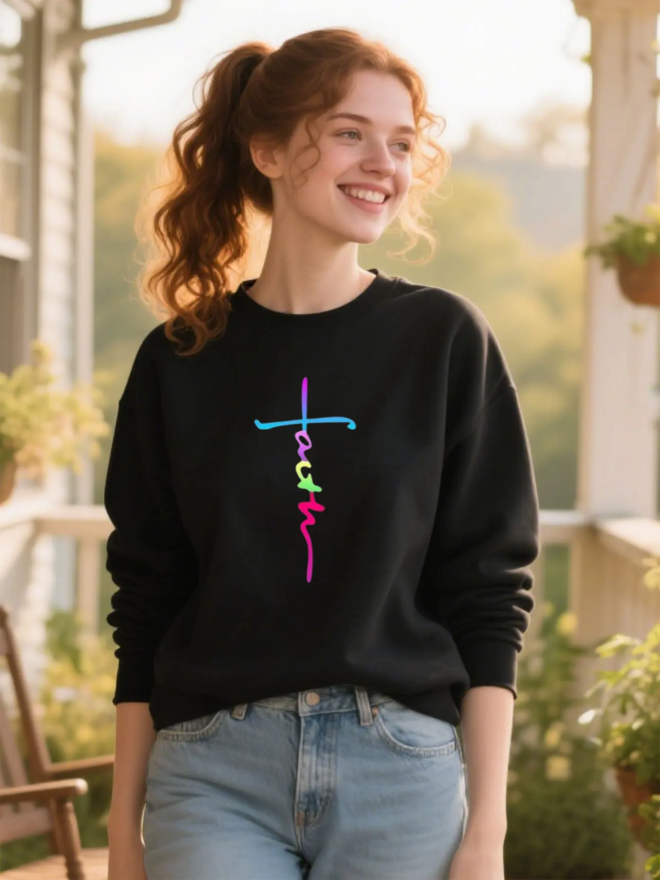 Soft Cotton Unisex Crewneck Sweatshirt With Religious Cross Print Art Casual Versatile Thanksgiving Gift
Soft Cotton Unisex Crewneck Sweatshirt With Religious Cross Print Art Casual Versatile Thanksgiving Gift