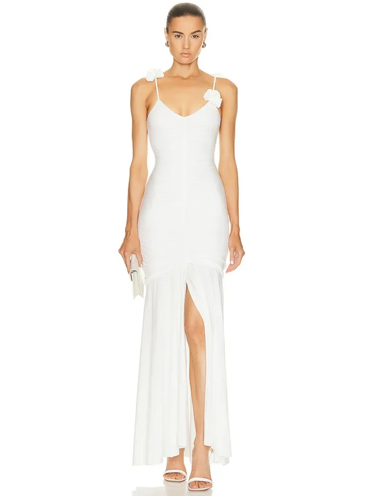 Long One-piece Dress Gown Women Evening Elegant Luxury Celebrity White Black Appliques Spaghetti Strap V Neck Split Dresses
Long One-piece Dress Gown Women Evening Elegant Luxury Celebrity White Black Appliques Spaghetti Strap V Neck Split Dresses