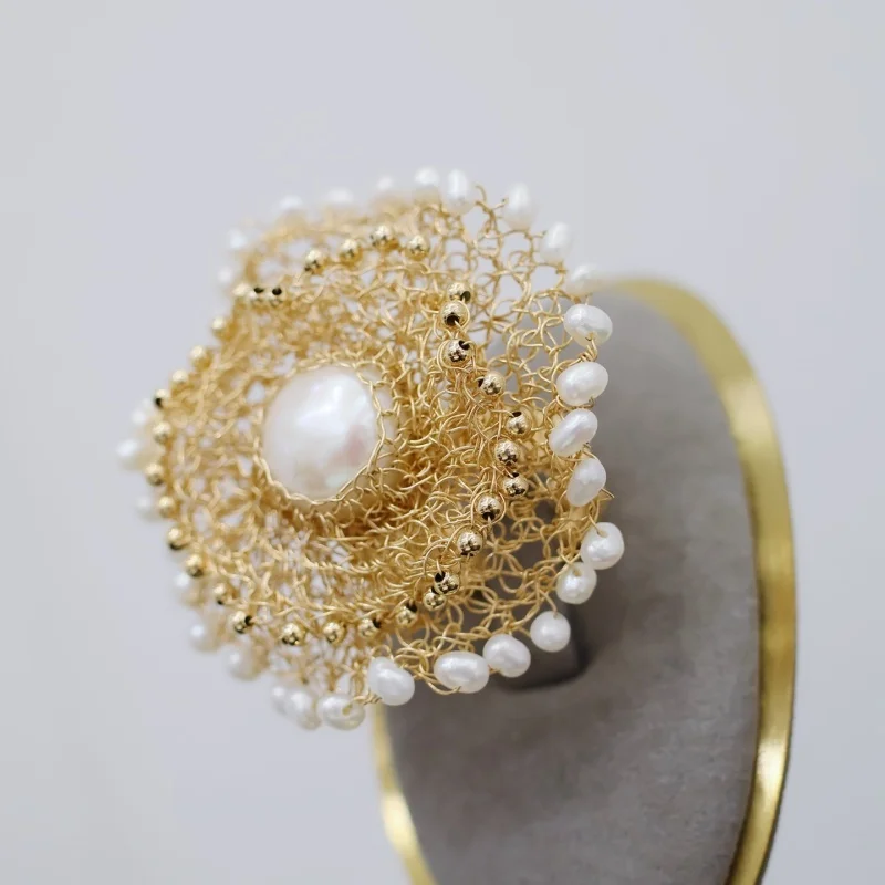 SGARIT Weaving Technique 14K Gold Filled Big Freshwater Pearl Ring Elegant Jewelry for Women Luxury Engagement Gift
SGARIT Weaving Technique 14K Gold Filled Big Freshwater Pearl Ring Elegant Jewelry for Women Luxury Engagement Gift