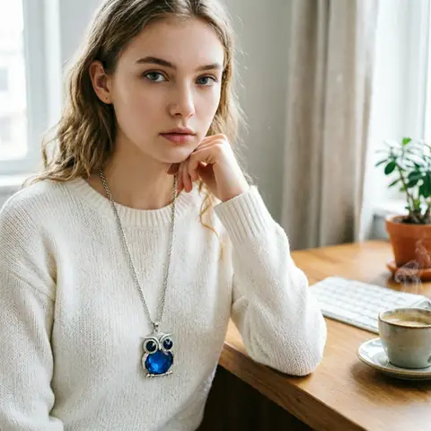 Fashion New Women Owl Rhinestones Crystal Pendant Necklace Sweater Chain Jewelry Clothing Accessories Drop Shipping