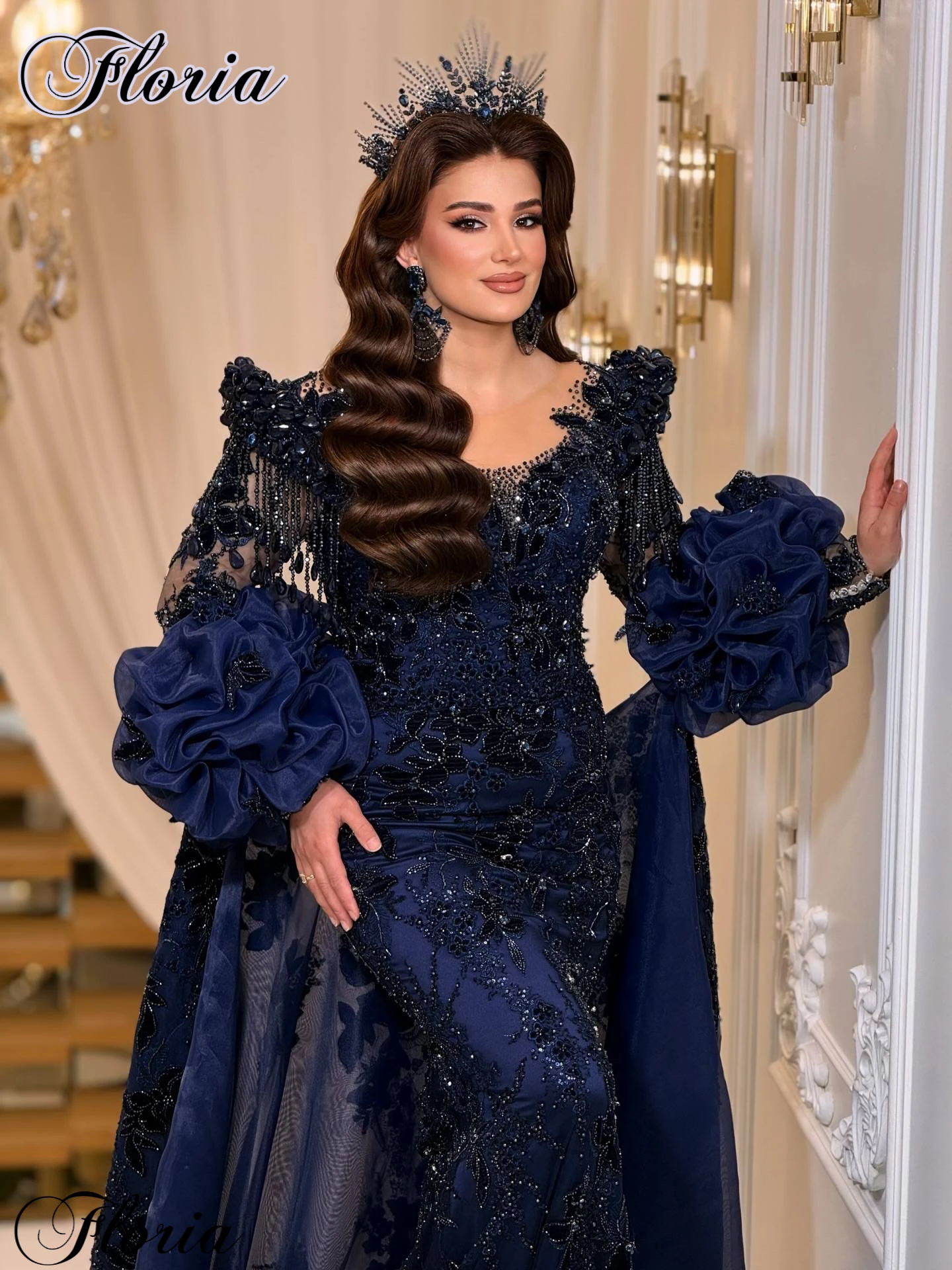 Navy Blue Beaded Evening Dresses Plus Size Long Sleeves Formal Occasion Dresses Vintage Party Dresses Robes De Soirée Customized
Navy Blue Beaded Evening Dresses Plus Size Long Sleeves Formal Occasion Dresses Vintage Party Dresses Robes De Soirée Customized