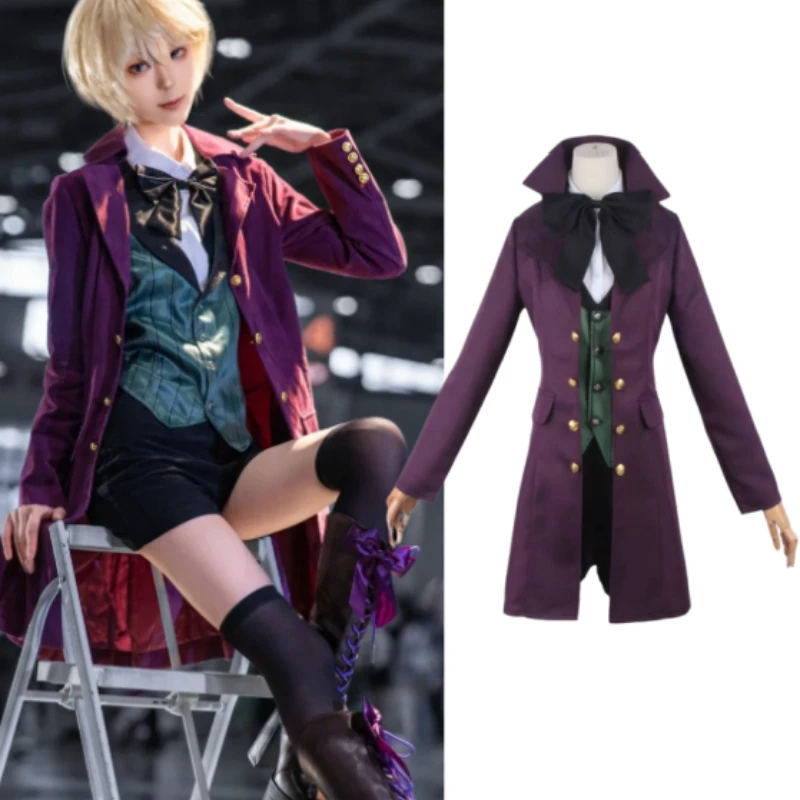 Earl Alois Trancy Cosplay Costume Black Butler II Plum Purple Frock Coat Green Vest Full Set for Men Halloween Party
Earl Alois Trancy Cosplay Costume Black Butler II Plum Purple Frock Coat Green Vest Full Set for Men Halloween Party