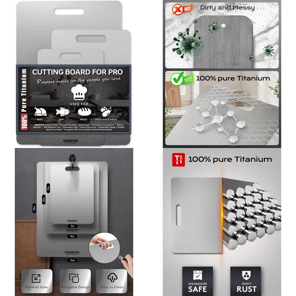 Набор кухонных титановых разделочных досок, двухсторонние разделочные доски из 3 предметов чистого пищевого качества, нетоксичные, можно мыть в посудомоечной машине, прочный C
Набор кухонных титановых разделочных досок, двухсторонние разделочные доски из 3 предметов чистого пищевого качества, нетоксичные, можно мыть в посудомоечной машине, прочный C