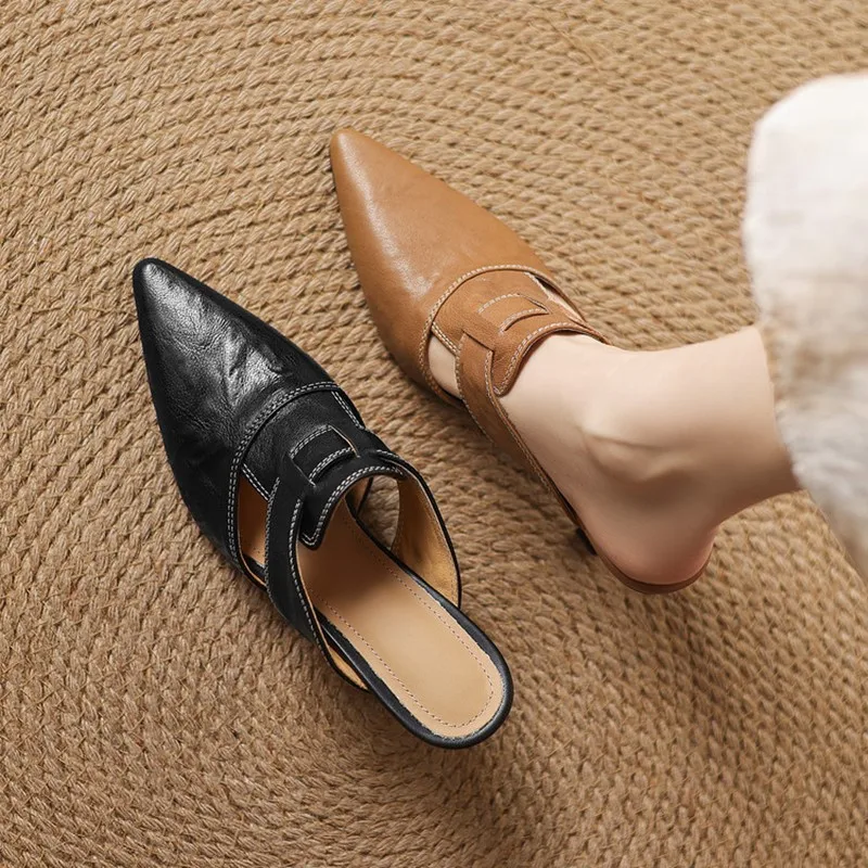 DIMANYU Women's Mules 2026 New Genuine Leather Outdoor Women’s Slippers Thin Heel High Heel Women Slippers Spring
DIMANYU Women's Mules 2026 New Genuine Leather Outdoor Women’s Slippers Thin Heel High Heel Women Slippers Spring