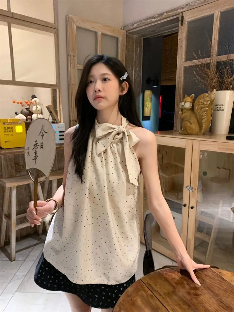 French Sweet Hot Girl Dot Halterneck Shirt Women Tank Summer New Chic Versatile Loose Sleeveless T-shirt Vest Top Female Clothes
French Sweet Hot Girl Dot Halterneck Shirt Women Tank Summer New Chic Versatile Loose Sleeveless T-shirt Vest Top Female Clothes