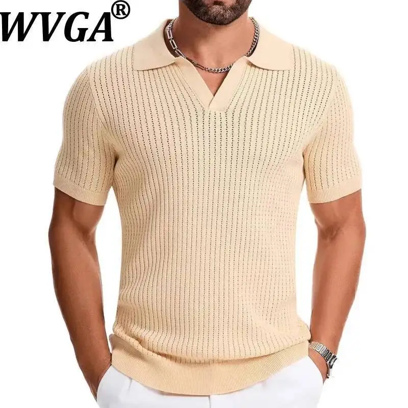 WVGA Summer New Man Thin Dark Striped Short SleeveT-Shirt Niche Chic Casual Turn-down Collar Business Hollow Out Tops Ins W23251
WVGA Summer New Man Thin Dark Striped Short SleeveT-Shirt Niche Chic Casual Turn-down Collar Business Hollow Out Tops Ins W23251