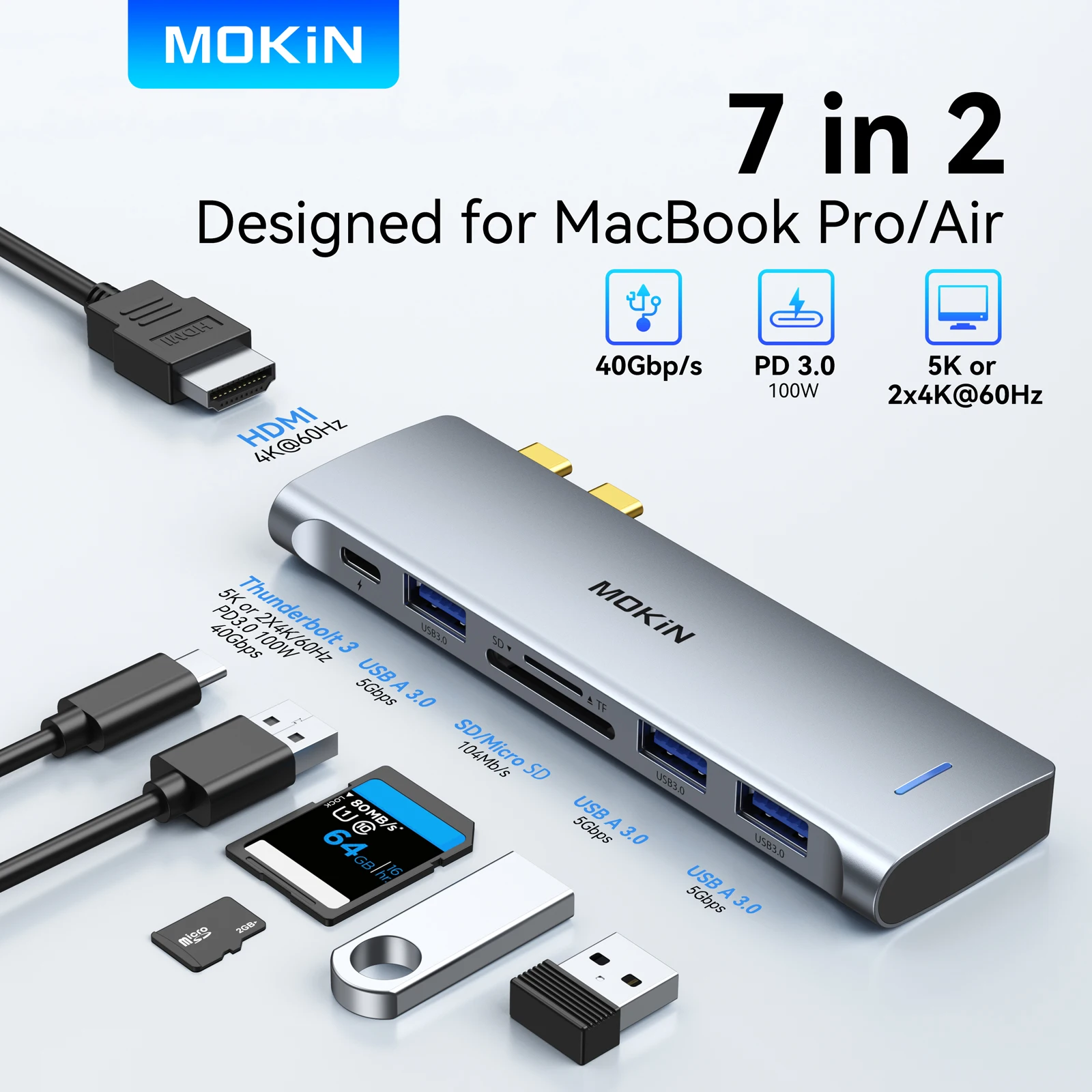 MOKiN USB Type C Hub for MacBook Pro USB Adapter Docking Station Dual USB C to HDMI USB3.0 SD/TF for MacBook Mac Dongle Laptops
MOKiN USB Type C Hub for MacBook Pro USB Adapter Docking Station Dual USB C to HDMI USB3.0 SD/TF for MacBook Mac Dongle Laptops