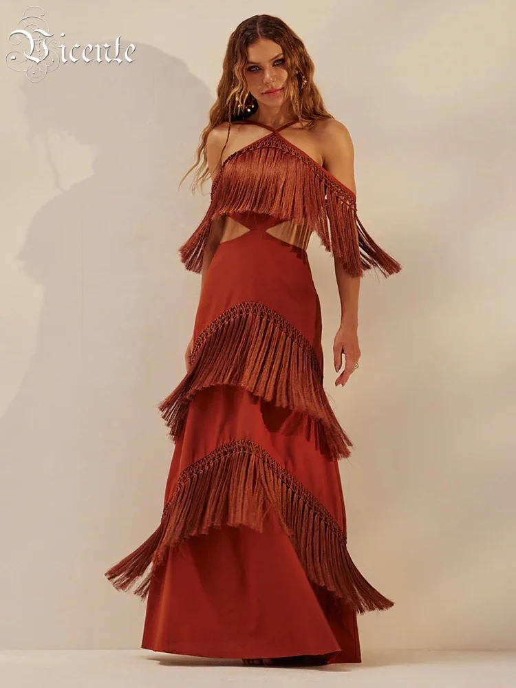 VC Artistic Red Halter & Tassel Open-Back Cut-Out Details for Sophisticated Dinners Evening Gown
VC Artistic Red Halter & Tassel Open-Back Cut-Out Details for Sophisticated Dinners Evening Gown
