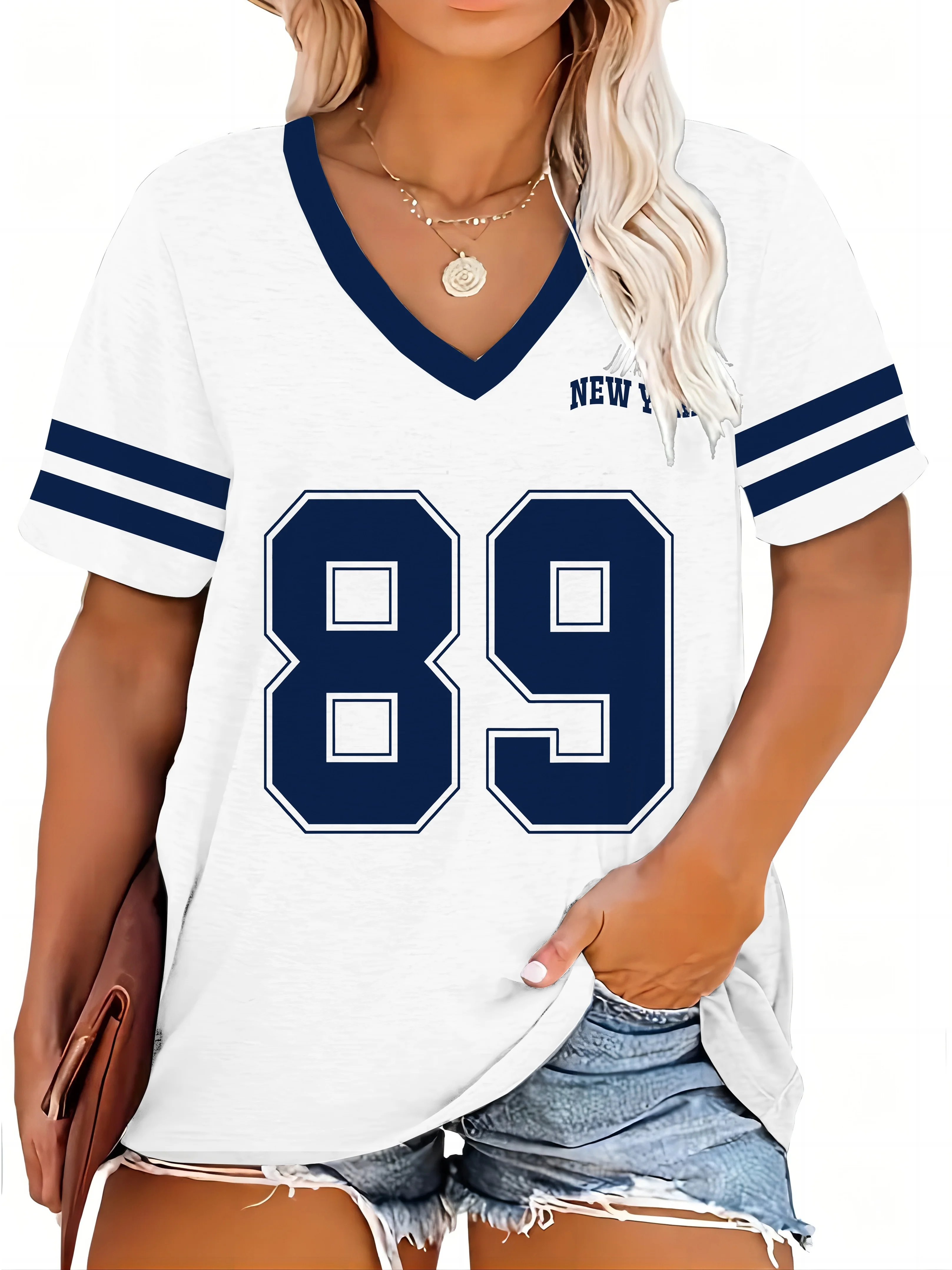 2025 Summer New Plus Size 89 Printed T-shirt Casual V-neck Short Sleeved T-shirt Printed Women Casual T-shirt Quick Drying
2025 Summer New Plus Size 89 Printed T-shirt Casual V-neck Short Sleeved T-shirt Printed Women Casual T-shirt Quick Drying