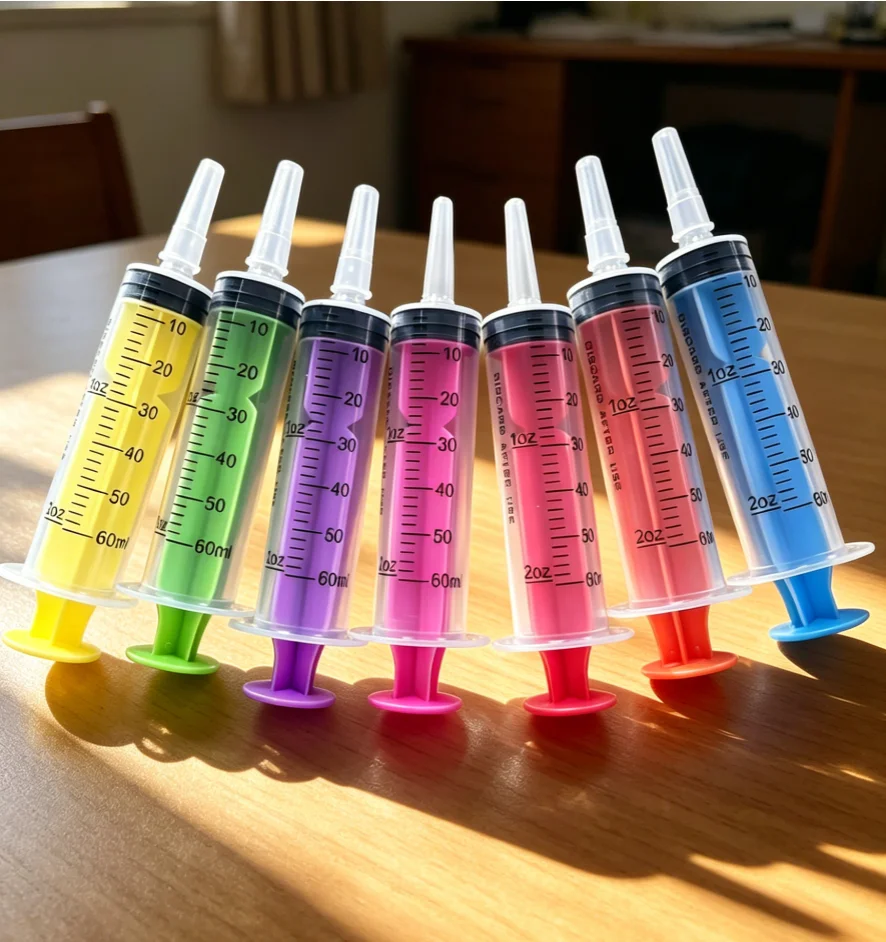 60ml Colorful Reusable Syringes, for lab pipetting, industrial dispensing, cleaning / filling,and other scenarios
60ml Colorful Reusable Syringes, for lab pipetting, industrial dispensing, cleaning / filling,and other scenarios