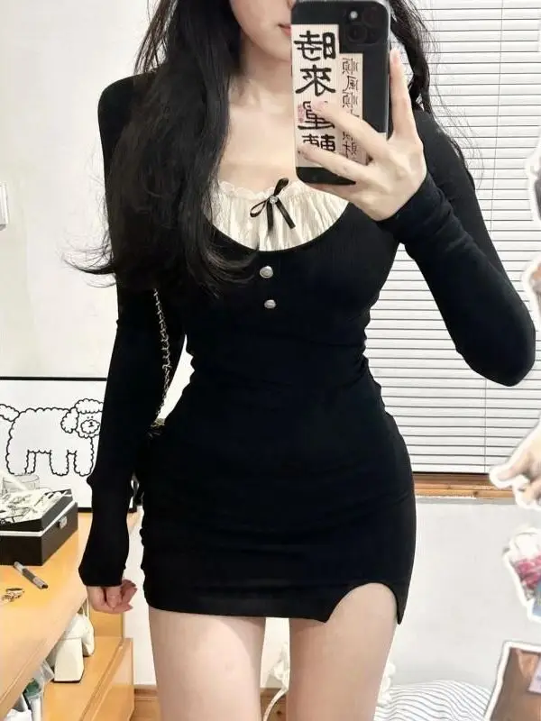 Sexy Spicy Girl Style Shoulder Bared Dress High Waist Slim Fit Black Short Skirt Design Fake Two-Piece Hanging Neck Design
Sexy Spicy Girl Style Shoulder Bared Dress High Waist Slim Fit Black Short Skirt Design Fake Two-Piece Hanging Neck Design