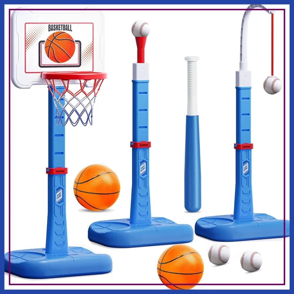 3 in 1 Basketball Hoop & T-Ball Set, Adjustable Height, Indoor Outdoor Sports Toy for Boys Girls Ages 3-5 (Blue)
3 in 1 Basketball Hoop & T-Ball Set, Adjustable Height, Indoor Outdoor Sports Toy for Boys Girls Ages 3-5 (Blue)