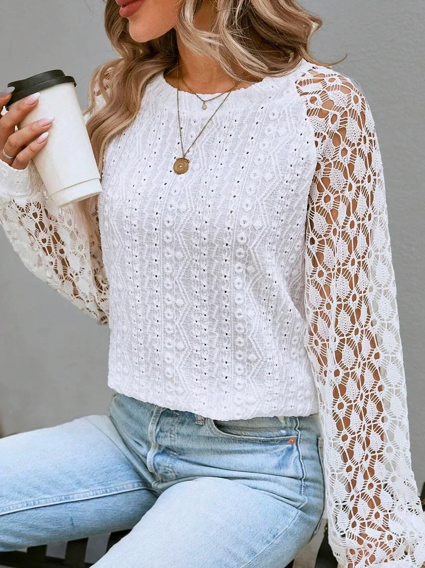 Autumn Elegant Fashion New Office Lady Minimalist Sophisticated Shirt Women Hollow Out Round Collar Solid Color Long Sleeve Top
Autumn Elegant Fashion New Office Lady Minimalist Sophisticated Shirt Women Hollow Out Round Collar Solid Color Long Sleeve Top