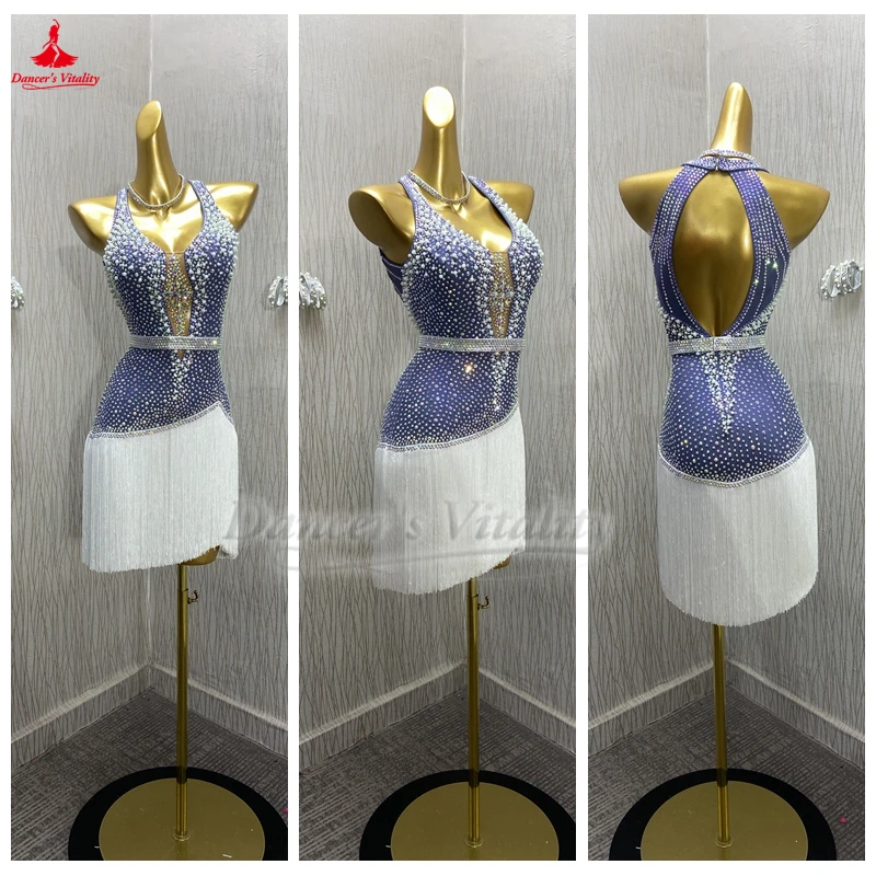 Adult Chacha Samba Rumba Jive Performances and Competitions Clothing Customization High-end Luxury Fully AB Stones Tassels Dress
Adult Chacha Samba Rumba Jive Performances and Competitions Clothing Customization High-end Luxury Fully AB Stones Tassels Dress