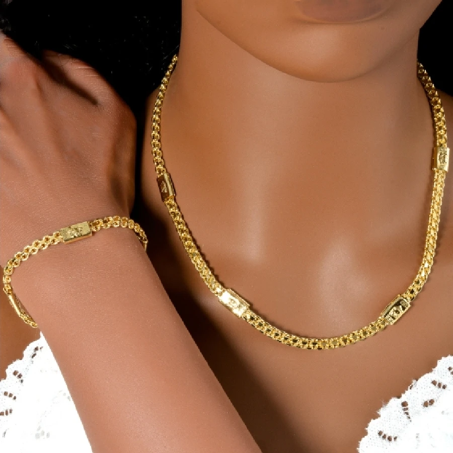 Sunnice fashion jewelry European and American ins all-match Cuban chain necklace bracelet 2in1 set 18k gold-plated series
Sunnice fashion jewelry European and American ins all-match Cuban chain necklace bracelet 2in1 set 18k gold-plated series