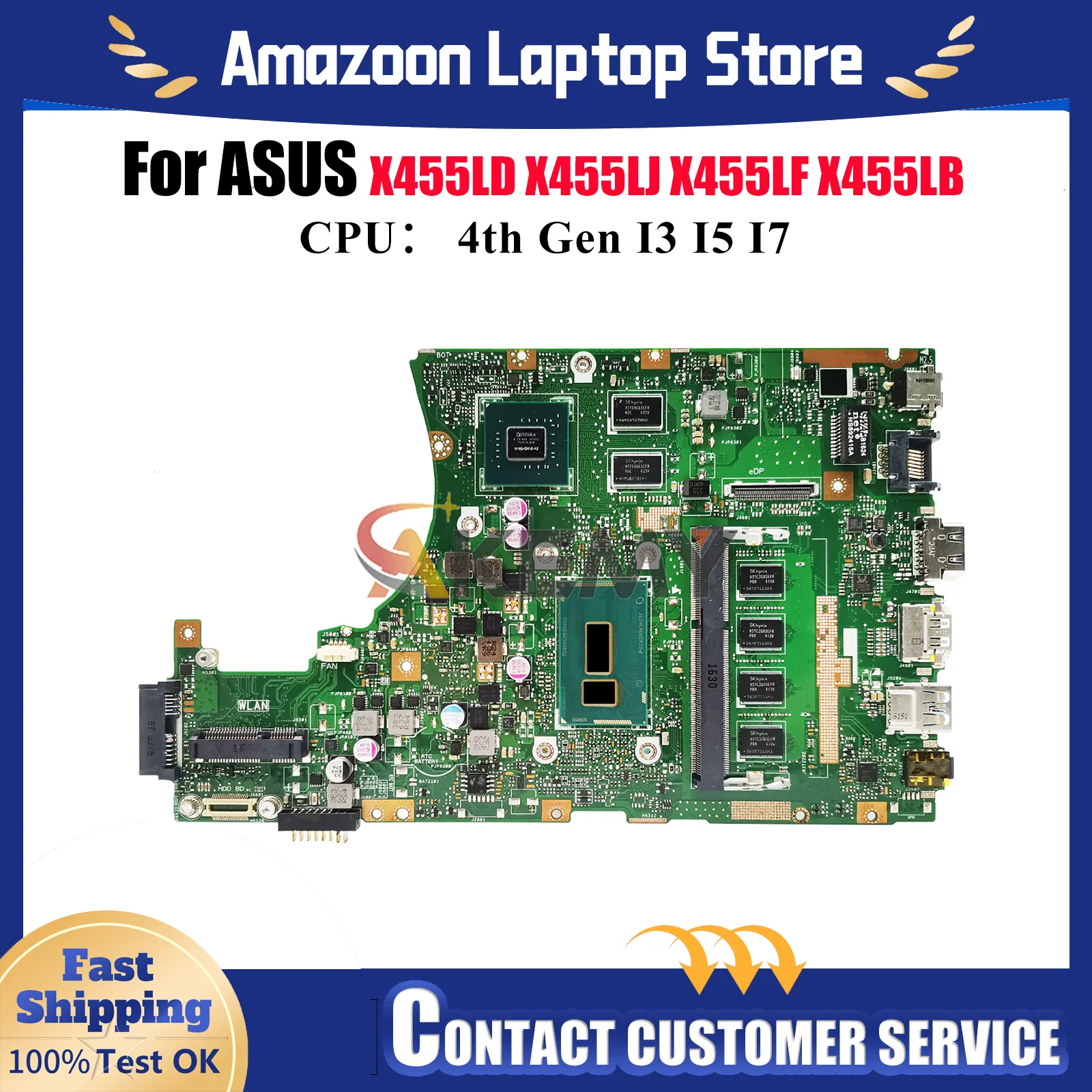X455LD Laptop Motherboard For ASUS W491L W419L K455L X455LB X455LD X455L X455LJ X455LF X455LN X455LNB Mainboard W/ I3 I5 I7 CPU
X455LD Laptop Motherboard For ASUS W491L W419L K455L X455LB X455LD X455L X455LJ X455LF X455LN X455LNB Mainboard W/ I3 I5 I7 CPU