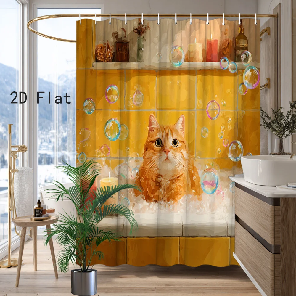 Cute Ginger Cat Shower Curtain, Bathtub Bubbles Print, Funny Animal Bathroom Decor, Waterproof Polyester Bath Curtain
Cute Ginger Cat Shower Curtain, Bathtub Bubbles Print, Funny Animal Bathroom Decor, Waterproof Polyester Bath Curtain