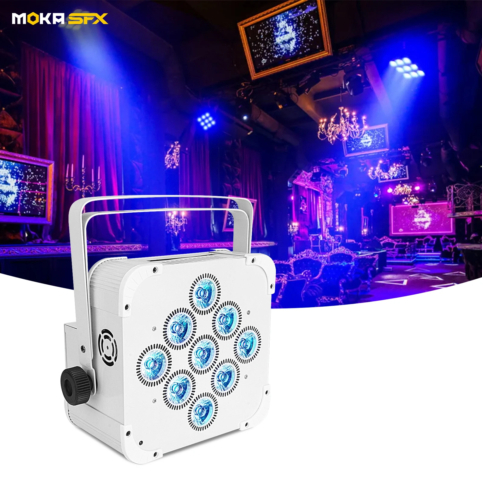 Белый светодиодный беспроводной светильник MOKA 9x18 Вт RGBWA + UV 6 в 1, лампа Par для освещения событий, свадеб, DMX, дистанционное управление, Wi-Fi, IOS, Android
Белый светодиодный беспроводной светильник MOKA 9x18 Вт RGBWA + UV 6 в 1, лампа Par для освещения событий, свадеб, DMX, дистанционное управление, Wi-Fi, IOS, Android