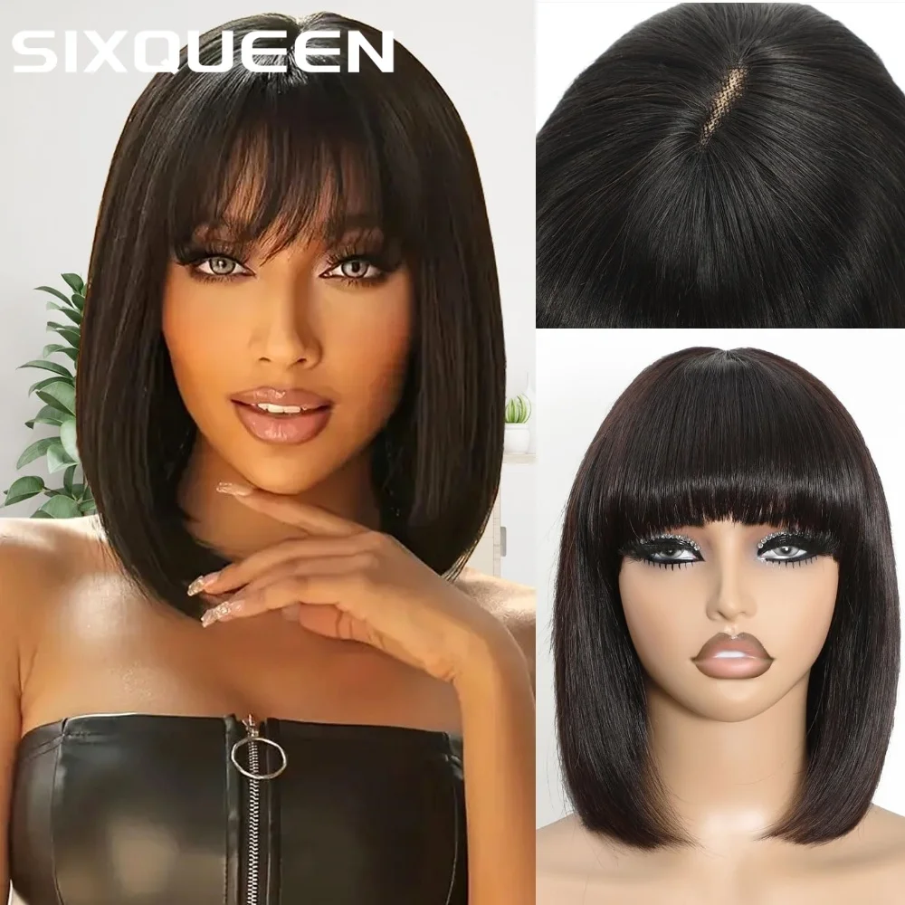 210 DensityWith Bangs Straight Hair None Lace Front Bob Wig Full Machine Natural Black Human Hair Wig pre plucked Brazilian Hair
210 DensityWith Bangs Straight Hair None Lace Front Bob Wig Full Machine Natural Black Human Hair Wig pre plucked Brazilian Hair