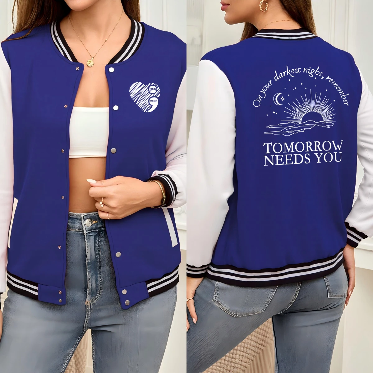 Moon Sun Tomorrow Needs You Prints Women Jackets Hip Hop Street Veste Casual Comfortable Clothes Loose Sports Baseball Jersey
Moon Sun Tomorrow Needs You Prints Women Jackets Hip Hop Street Veste Casual Comfortable Clothes Loose Sports Baseball Jersey