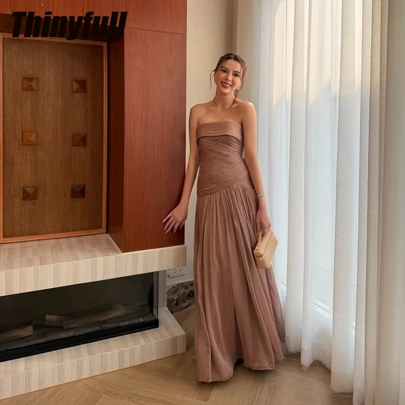 Thinyfull A-line Prom Dress Strapless Sleeveless Chiffon Holiday Style Dress 2026 Long Formal Gown Robe De Soirée Customized
Thinyfull A-line Prom Dress Strapless Sleeveless Chiffon Holiday Style Dress 2026 Long Formal Gown Robe De Soirée Customized