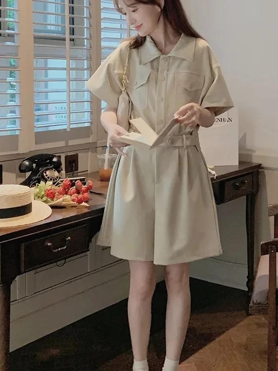 plus Size Overalls Women's Casual Slimming High Waist Short Sleeve Collar Jumpsuit Korean Style Commute Spring Summer
plus Size Overalls Women's Casual Slimming High Waist Short Sleeve Collar Jumpsuit Korean Style Commute Spring Summer