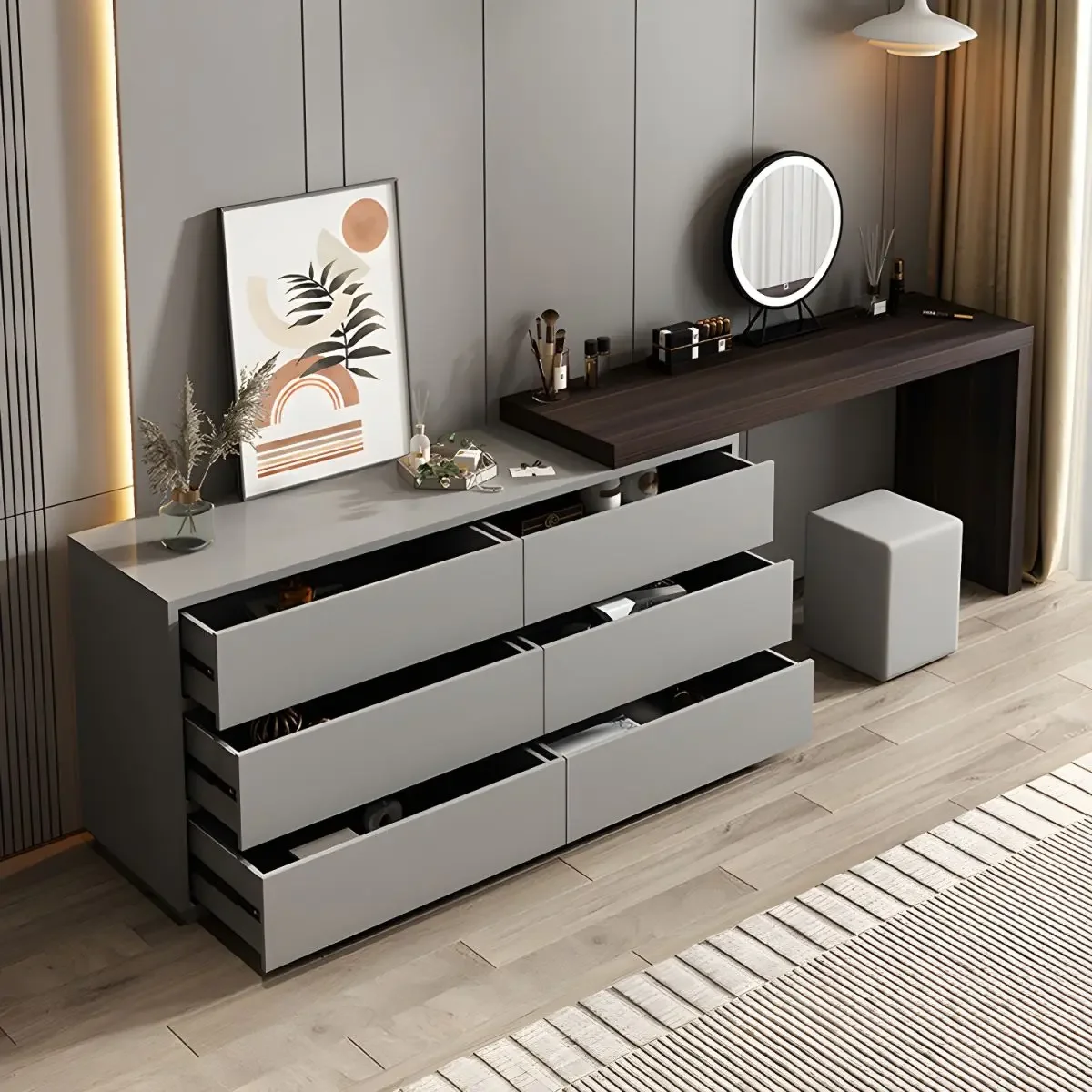 Furniture Luxury Furniture Modern White Glass Top Bedroom Dresser with Mirror and Drawer with Light
Furniture Luxury Furniture Modern White Glass Top Bedroom Dresser with Mirror and Drawer with Light