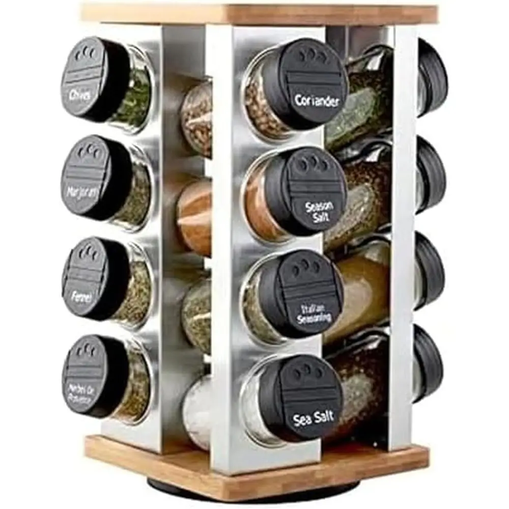 16 Jar Warner Revolving Countertop Spice Rack Organizer with Lit & Pour Spices Included, REE Spice Refills or 5 years, Stainless
16 Jar Warner Revolving Countertop Spice Rack Organizer with Lit & Pour Spices Included, REE Spice Refills or 5 years, Stainless