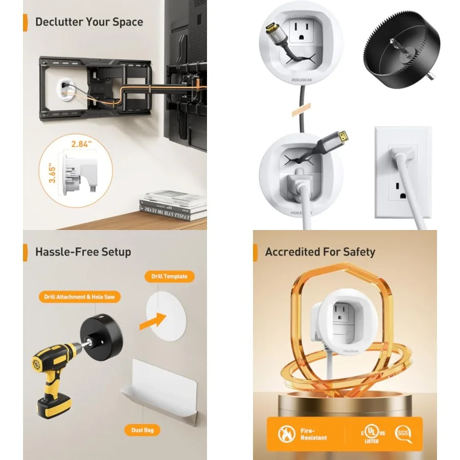 Perlegear in-Wall Cable Management Kit, TV Cord Hider for Wall Mounted TV and Speakers, Power and Low Voltage Wire Management.
Perlegear in-Wall Cable Management Kit, TV Cord Hider for Wall Mounted TV and Speakers, Power and Low Voltage Wire Management.