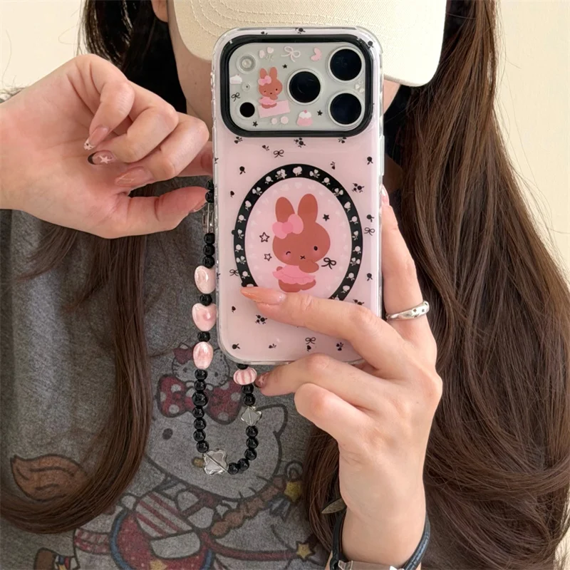 Cute Black Flower Bowknot Miffy Rabbit Phone Case For iPhone 17 Pro 16 15 14 Pro Max Cover with Chain Cartoon Cases For Apple 16
Cute Black Flower Bowknot Miffy Rabbit Phone Case For iPhone 17 Pro 16 15 14 Pro Max Cover with Chain Cartoon Cases For Apple 16