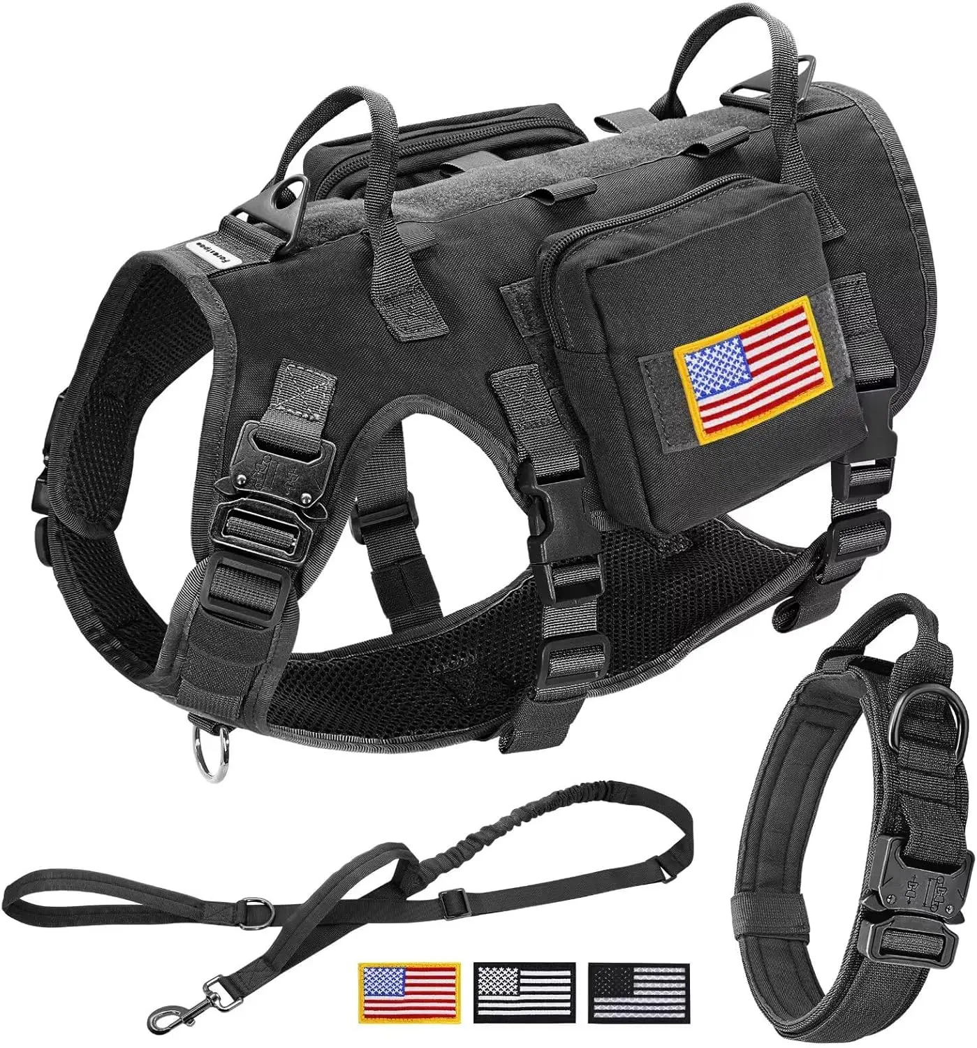 Tactical Dog Harness for Large Dogs,Tactical Dog Collar with Bungee Leash Set,No Pull Military Dog Harness
Tactical Dog Harness for Large Dogs,Tactical Dog Collar with Bungee Leash Set,No Pull Military Dog Harness