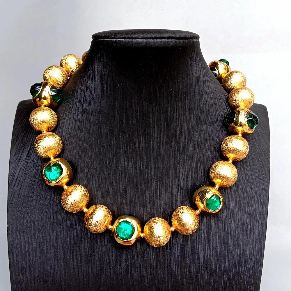 yygem 18mm brushed Round bead 22mm Green Crystal Gold Plated Choker Lariat Necklace Beaded Statement Jewelry Gift
yygem 18mm brushed Round bead 22mm Green Crystal Gold Plated Choker Lariat Necklace Beaded Statement Jewelry Gift