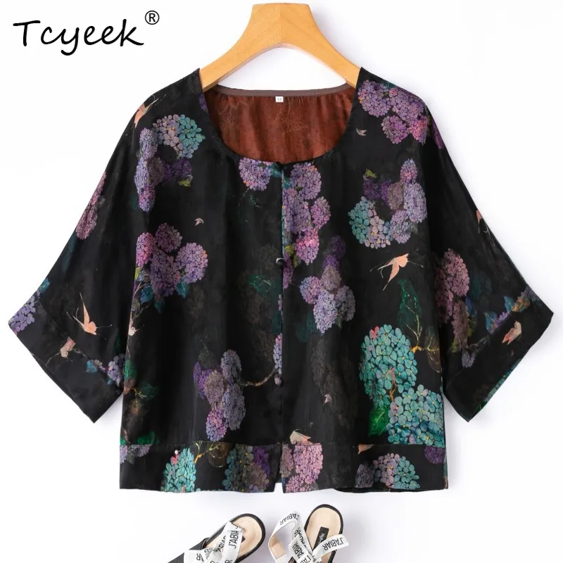 Tcyeek 100% Real Silk Womens Tops 2026 Summer New Style Artistic Floral Print Short Style Blouses Ladies Clothing Blusa Feminina
Tcyeek 100% Real Silk Womens Tops 2026 Summer New Style Artistic Floral Print Short Style Blouses Ladies Clothing Blusa Feminina
