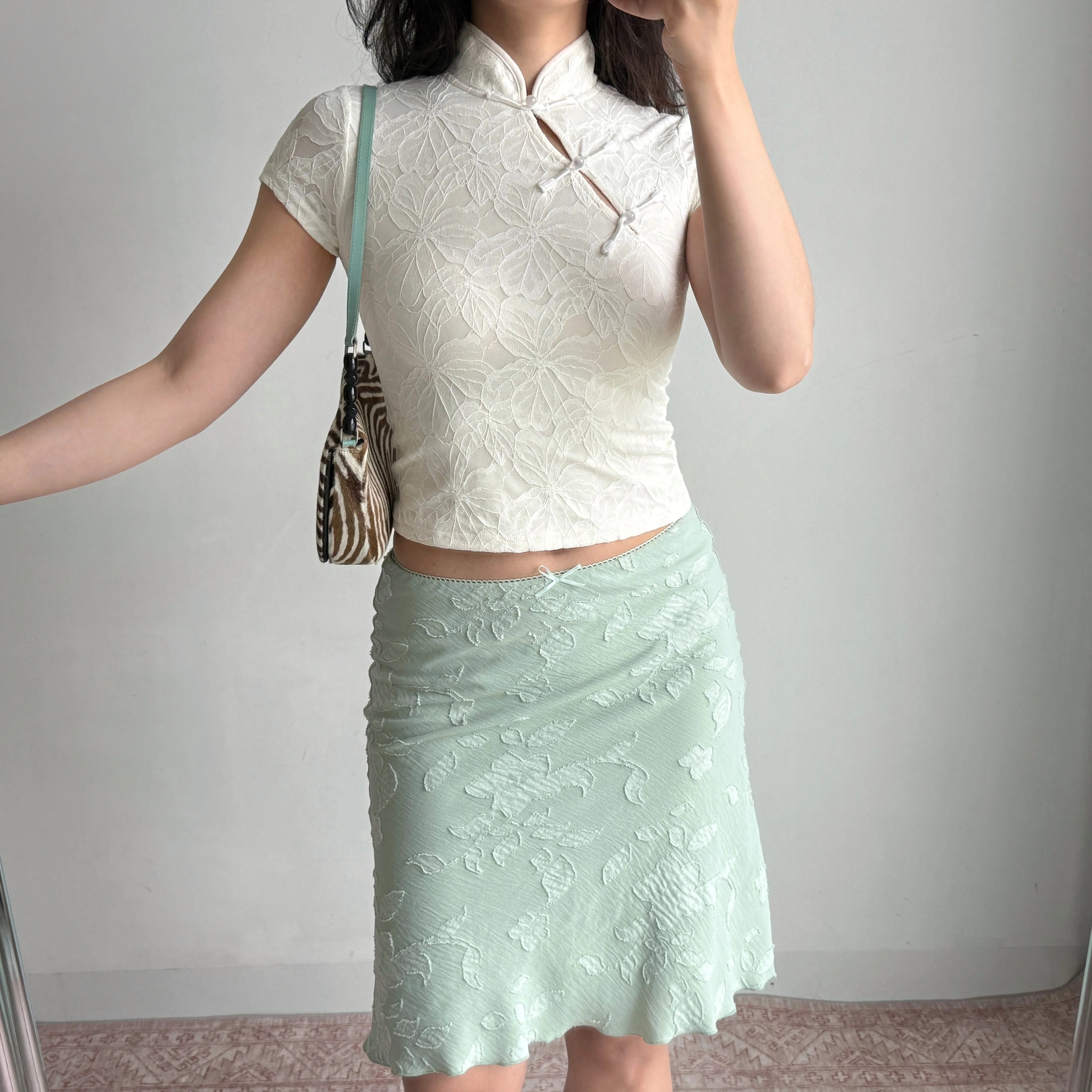 Mint Green Embroidered Slim Fit Fish Tail Skirt mid Waist Design Polyester Fabric No Slit Spring Collection Go Girl Go
Mint Green Embroidered Slim Fit Fish Tail Skirt mid Waist Design Polyester Fabric No Slit Spring Collection Go Girl Go