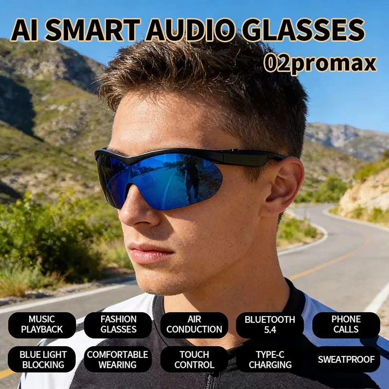 Smart Bluetooth Glasses with UV400 Sun Protection Lenses AI Smart Translation Glasses Headphones for Cycling Running Climbing
Smart Bluetooth Glasses with UV400 Sun Protection Lenses AI Smart Translation Glasses Headphones for Cycling Running Climbing